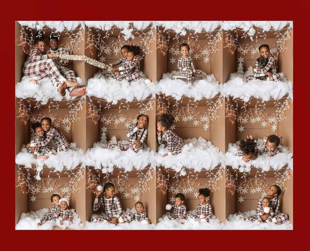 in the box Christmas session, studio mini sessions, unique holiday mini session near me, atlanta mini session photographer, family photographer georgia, studio family photography  