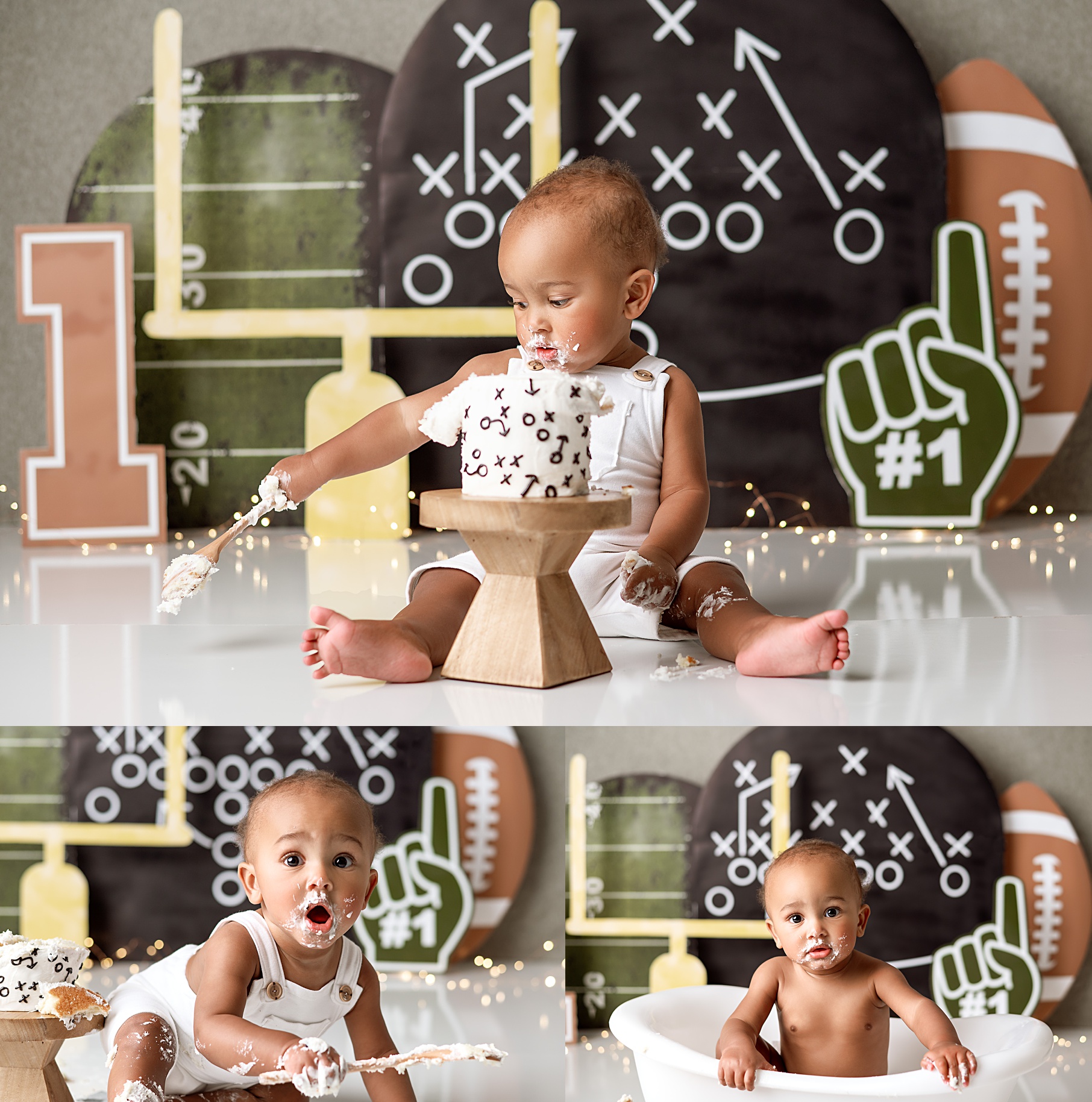 nebraska cake smash, football cake, football birthday party ideas, themed cake smash, smash cake lincoln, first down birthday theme, omaha cake smash, omaha smash cake